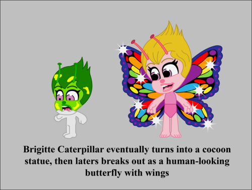 Brigitte-Caterpillar-eventually-turns-into-a-cocoon-statue-then-laters-breaks-out-as-a-human-looking-butterfly-with-wings